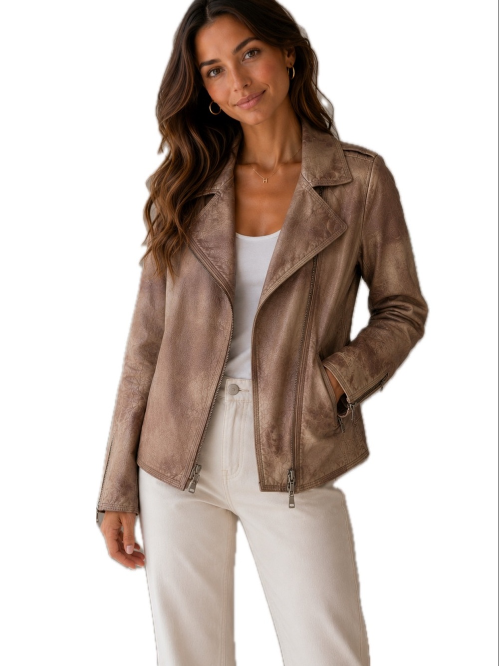 Gimo's Leather Jacket S/M Distressed Minimalist Biker Style Made In Italy Excell